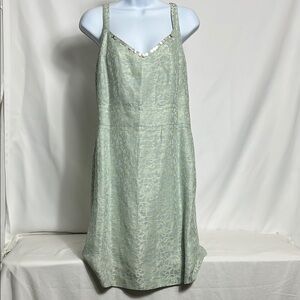 Sigred Olson Women's Size 14 Mint Green Short Dress Sequence Front Trim